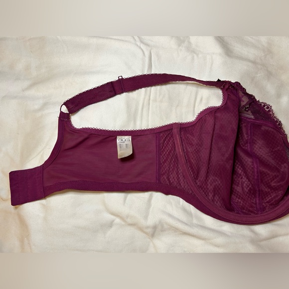 Elomi Charley Purple Stretch Lace & Mesh Plunge Bra Racerback Opt brand size 42G - Picture 6 of 14